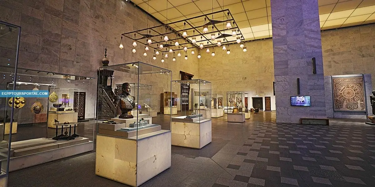 Exhibition gallery inside the National Museum of Egyptian Civilization