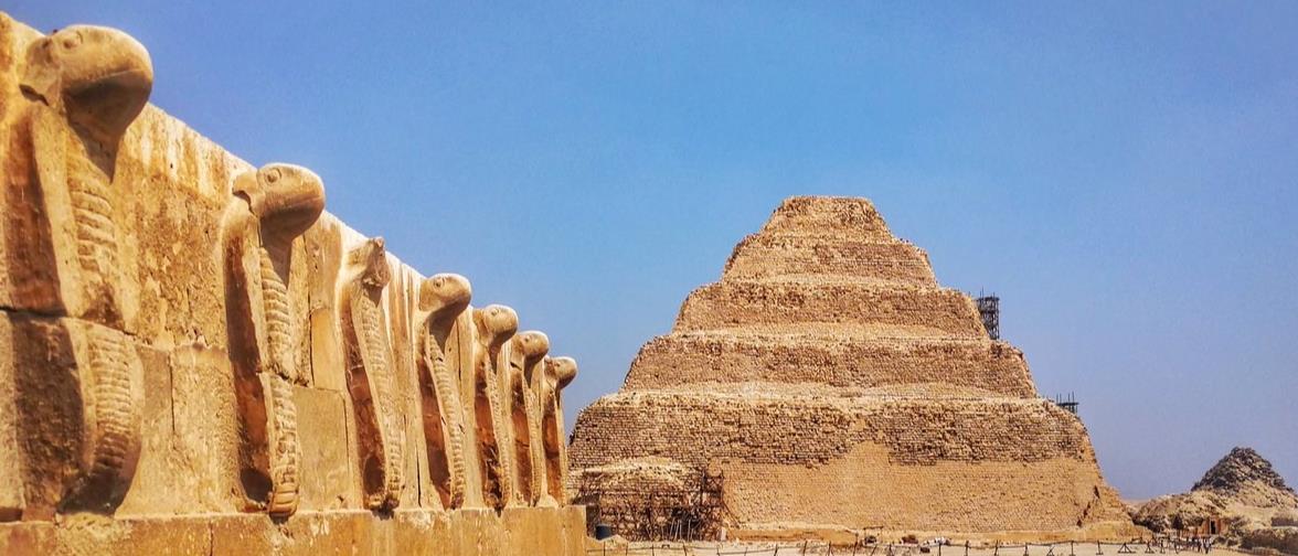 Step Pyramid of Djoser and cobra wall at Saqqara