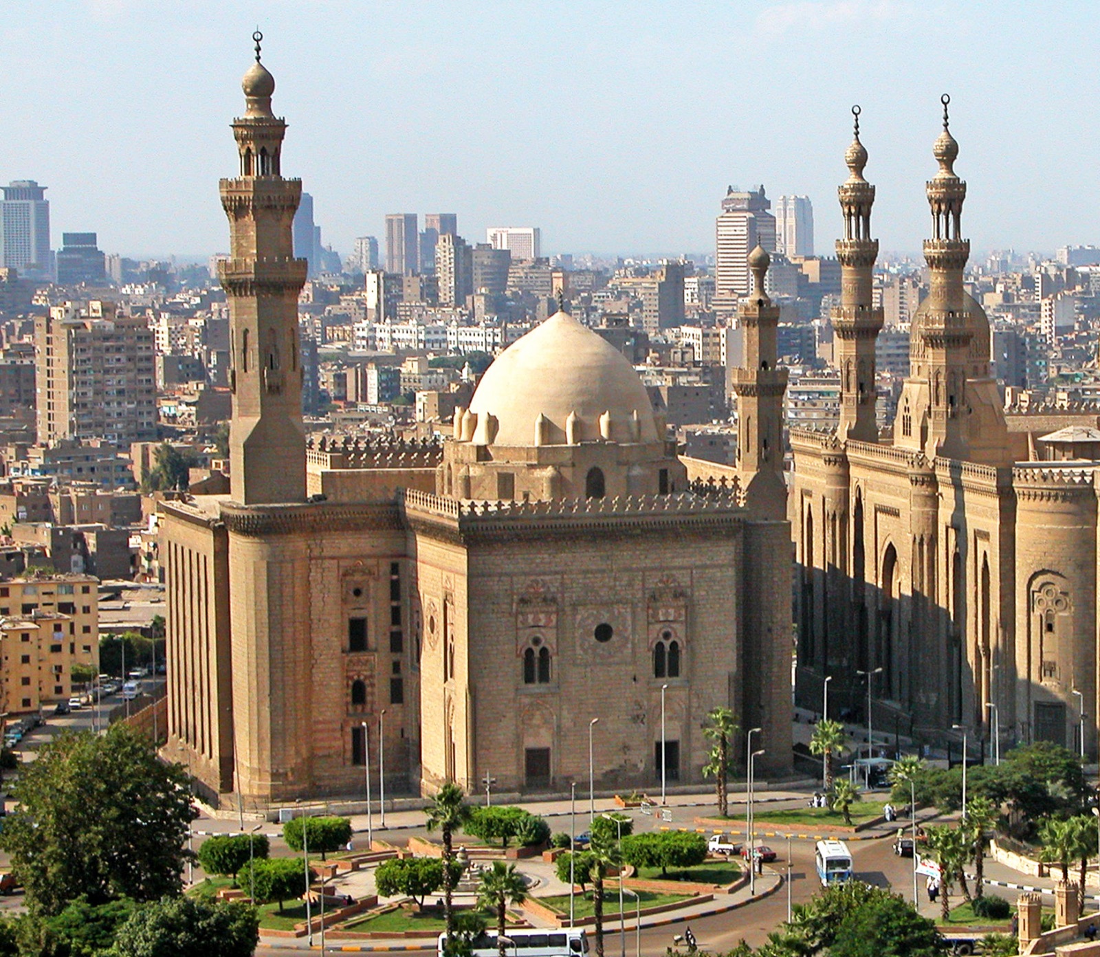 Sultan Hasan and al-Rifai mosques rising above historic Cairo